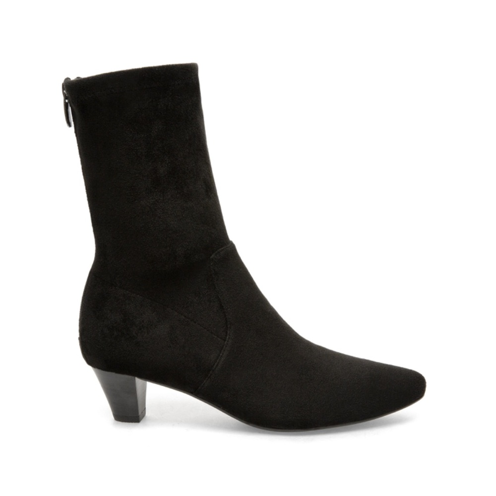 Silent D Tintel Zip Up Suede Black Kitten Heel Boots